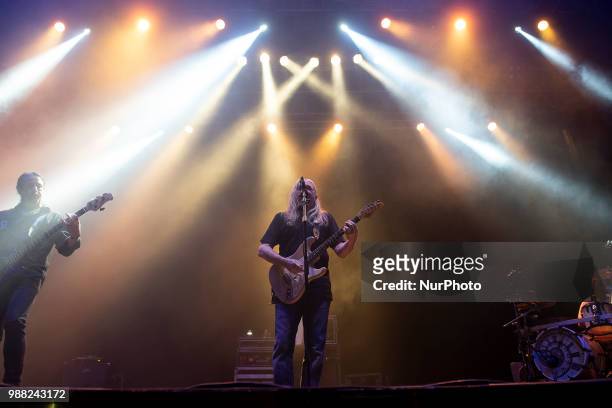 Singer Rosendo performs during a live concert in Burgos, Spain on June 30, 2018.