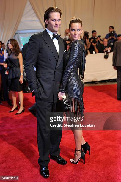 Tom Brady and model Gisele Bündchen attend the Costume Institute Gala Benefit to celebrate the opening of the "American Woman: Fashioning a National...