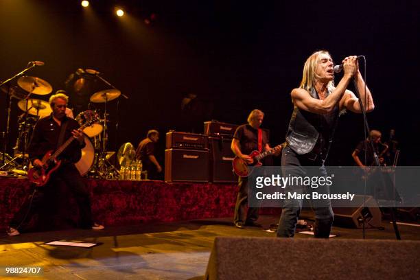 Mike Watt, James Williamson and Iggy Pop of The Stooges perform on stage at Hammersmith Apollo on May 3, 2010 in London, England.