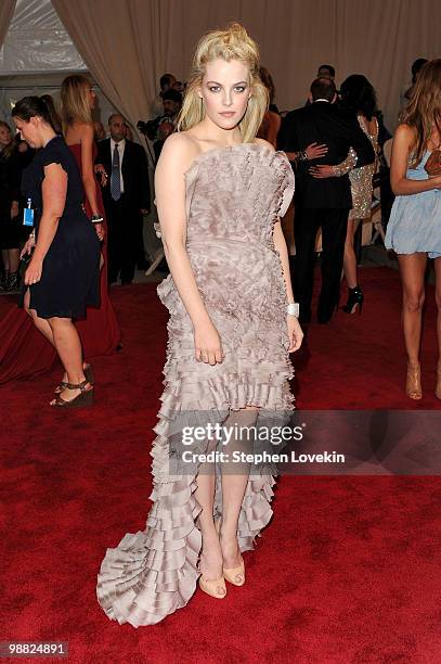 Riley Keough attends the Costume Institute Gala Benefit to celebrate the opening of the "American Woman: Fashioning a National Identity" exhibition...