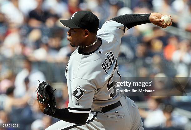 Tony Pena of the Chicago White Sox delivers a pitch against the New York Yankees on May 2, 2010 at Yankee Stadium in the Bronx borough of New York...