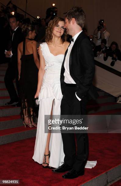 Actress Emma Watson and Burberry Chief Creative Officer Christopher Bailey attend the Metropolitan Museum of Art's 2010 Costume Institute Ball at The...