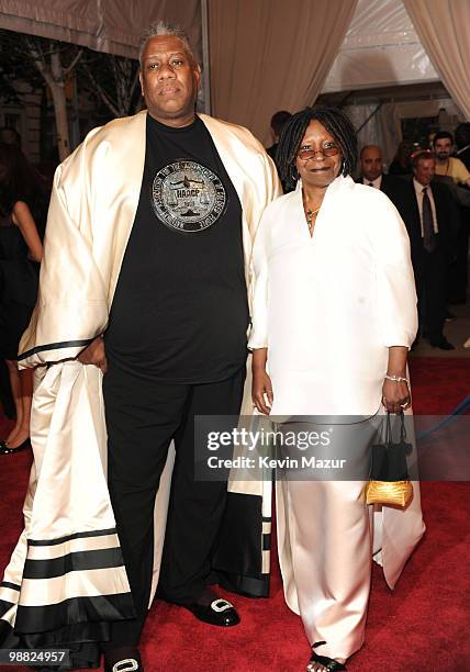 Andre Leon Tally and Whoopi Goldberg attends the Costume Institute Gala Benefit to celebrate the opening of the "American Woman: Fashioning a...