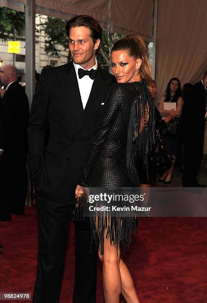 Tom Brady and Gisele Bundchen attends the Costume Institute Gala Benefit to celebrate the opening of the "American Woman: Fashioning a National...