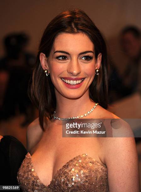 Anne Hathaway attends the Costume Institute Gala Benefit to celebrate the opening of the "American Woman: Fashioning a National Identity" exhibition...