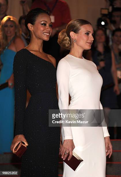 Zoe Saldana and Diane Kruger attends the Costume Institute Gala Benefit to celebrate the opening of the "American Woman: Fashioning a National...