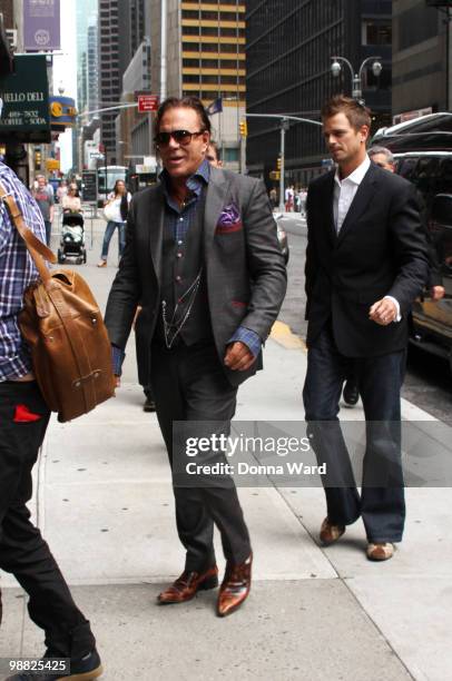 Actor Mickey Rourke visits "Late Show With David Letterman" at the Ed Sullivan Theater on May 3, 2010 in New York City.