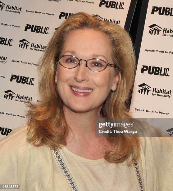 Actor Meryl Streep attends the "Speak Truth To Power: Voices Beyond The Dark" benefit reading at The Public Theater on May 3, 2010 in New York City.