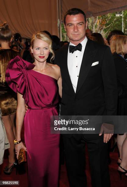 Actors Naomi Watts and Liev Schreiber attend the Costume Institute Gala Benefit to celebrate the opening of the "American Woman: Fashioning a...