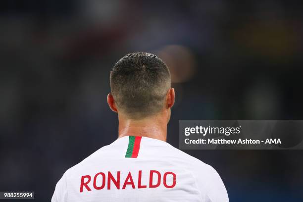 Cristiano Ronaldo of Portugal looks on during the 2018 FIFA World Cup Russia Round of 16 match between Uruguay and Portugal at Fisht Stadium on June...