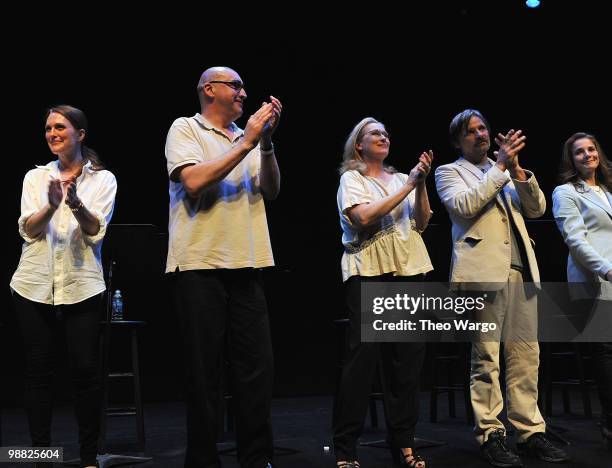 Julianne Moore, Alfred Molina, Meryl Streep, Viggo Mortensen and Debra Winger during curtain-call at the "Speak Truth To Power: Voices Beyond The...