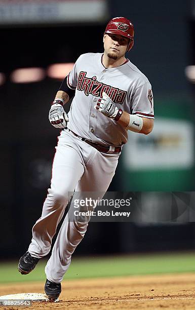 Chris Snyder of the Arizona Diamondbacks rounds third base after hitting a three run home run in the fourth inning against the Houston Astros on May...
