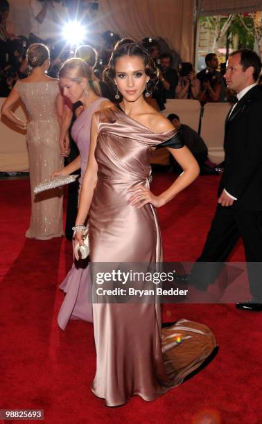 Actress Jessica Alba attends the Metropolitan Museum of Art's 2010 Costume Institute Ball at The Metropolitan Museum of Art on May 3, 2010 in New...