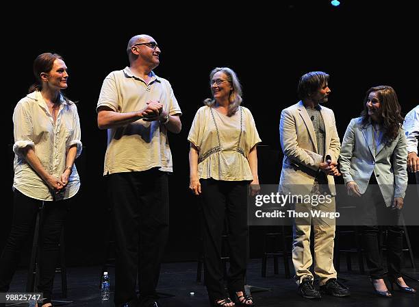 Julianne Moore, Alfred Molina, Meryl Streep, Viggo Mortensen and Debra Winger during curtain-call at the "Speak Truth To Power: Voices Beyond The...