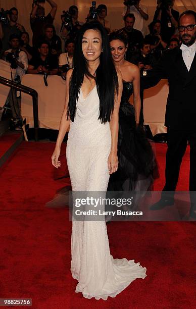 Designer Vera Wang attends the Costume Institute Gala Benefit to celebrate the opening of the "American Woman: Fashioning a National Identity"...