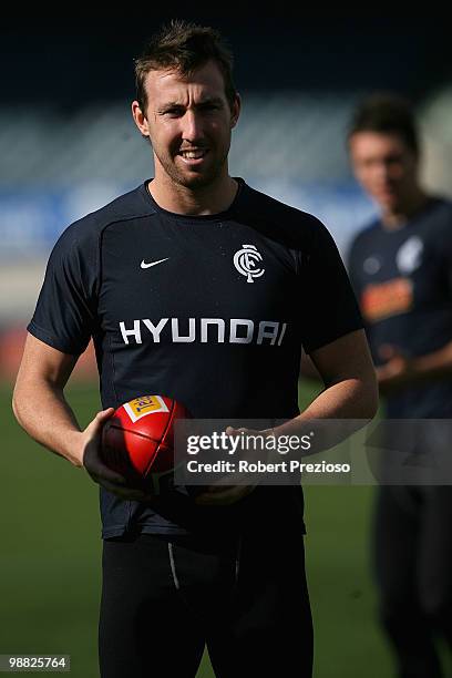 Brock McLean warms up during a Carlton Blues AFL training session at Visy Park on May 4, 2010 in Melbourne, Australia.