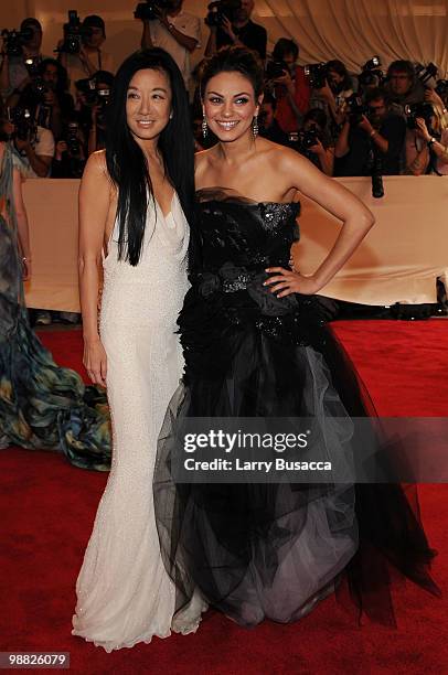 Designer Vera Wang and actress Mila Kunis attend the Costume Institute Gala Benefit to celebrate the opening of the "American Woman: Fashioning a...