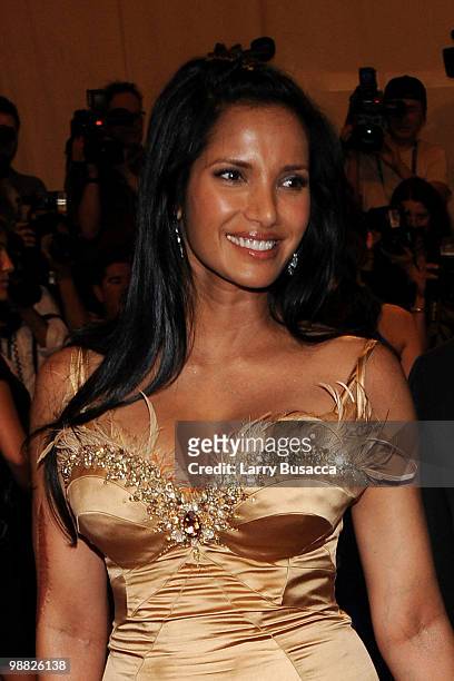 Personality Padma Lakshmi attends the Costume Institute Gala Benefit to celebrate the opening of the "American Woman: Fashioning a National Identity"...