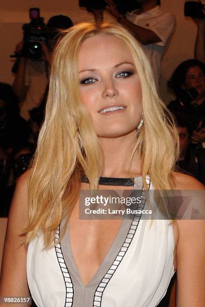 Actress Malin Akerman attends the Costume Institute Gala Benefit to celebrate the opening of the "American Woman: Fashioning a National Identity"...