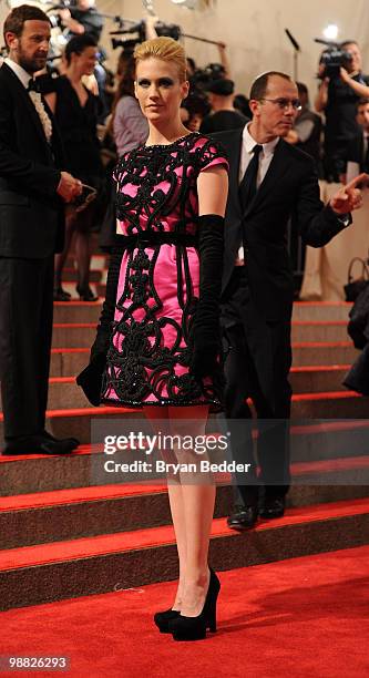 Actress January Jones attends the Metropolitan Museum of Art's 2010 Costume Institute Ball at The Metropolitan Museum of Art on May 3, 2010 in New...