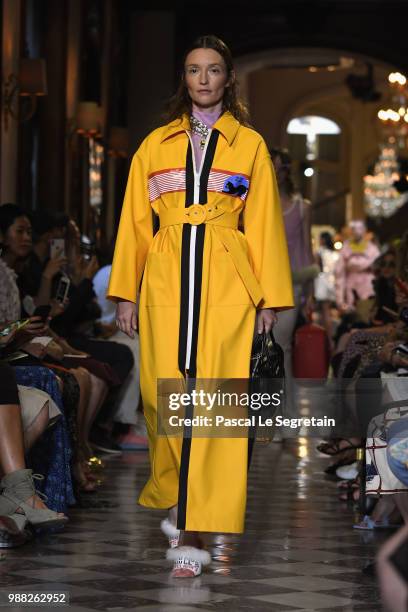 Audrey Marnay walks the runway during Miu Miu 2019 Cruise Collection Show at Hotel Regina on June 30, 2018 in Paris, France.