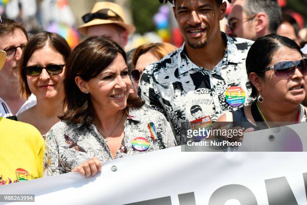 Mayor of Paris Anne Hidalgo attends the Gay Pride parade in Paris on June 30, 2018.