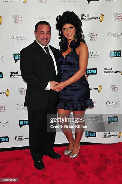 Joe Giudice and Teresa Giudice attend Bravo's "The Real Housewives of New Jersey" season two premiere at The Brownstone on May 3, 2010 in Paterson,...