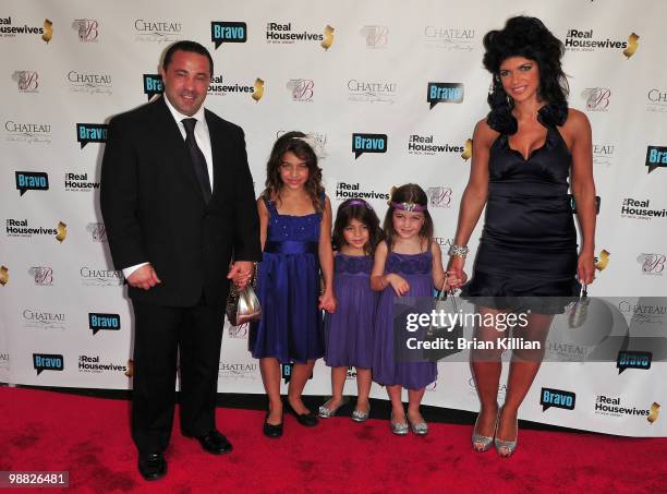 Joe Giudice, Gia Giudice, Milania Giudice, Gabriella Giudice and Teresa Giudice attend Bravo's "The Real Housewives of New Jersey" season two...