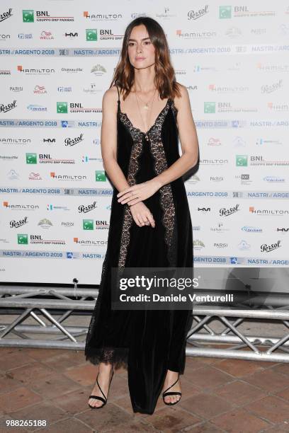 Kasia Smutniak attends the Nastri D'Argento cocktail party on June 30, 2018 in Taormina, Italy.