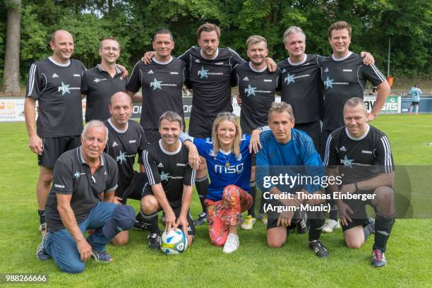 Actres monika Gruber and the "Sternstunden" soccer team during the Erich Greipl Tribute Tournament under the patronage of Barbara Stamm, President of...