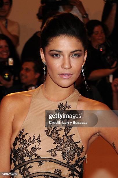 Actress Jessica Szohr attends the Costume Institute Gala Benefit to celebrate the opening of the "American Woman: Fashioning a National Identity"...
