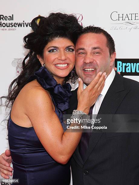 Telvision personality Teresa Giudice and husband Joe Giudice attend Bravo's "The Real Housewives of New Jersey" season two premiere at The Brownstone...