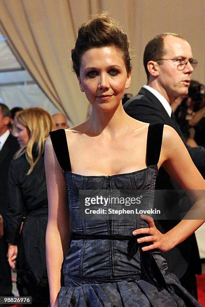 Actress Maggie Gyllenhaal attends the Costume Institute Gala Benefit to celebrate the opening of the "American Woman: Fashioning a National Identity"...