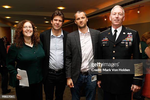 Producer Julie Goldman, Director/Producer, Greg Barker, Producer John Battsek, and First Sergeant, D- Company, 11th Civil Affairs Battalion, William...