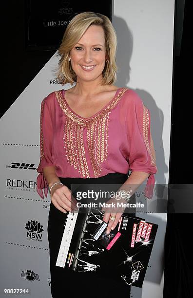 Melissa Doyle arrives at the front row of the Little Joe Woman collection show on the second day of Rosemount Australian Fashion Week Spring/Summer...