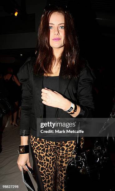 April Rose Pengilly attends the front row of the Little Joe Woman collection show on the second day of Rosemount Australian Fashion Week...