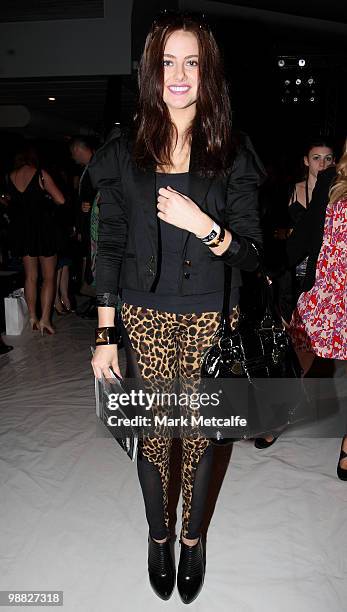 April Rose Pengilly attends the front row of the Little Joe Woman collection show on the second day of Rosemount Australian Fashion Week...