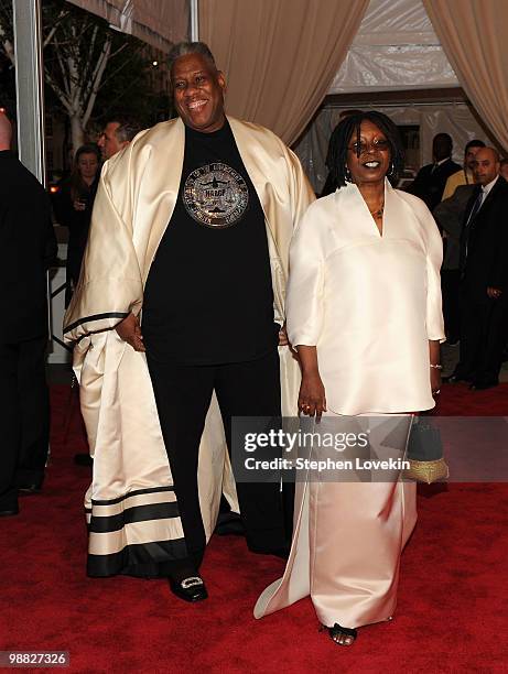 Andre Leon Talley and actress Whoopi Goldberg attend the Costume Institute Gala Benefit to celebrate the opening of the "American Woman: Fashioning a...