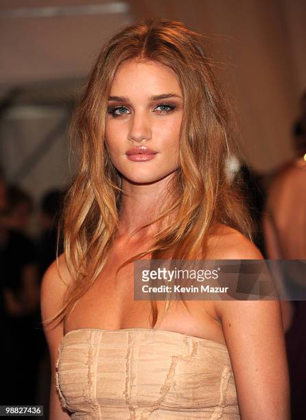 Rosie Huntington-Whiteley attends the Costume Institute Gala Benefit to celebrate the opening of the "American Woman: Fashioning a National Identity"...