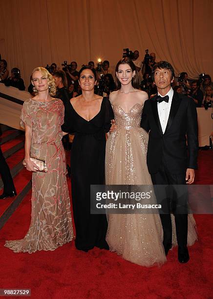 Actress Kate Bosworth, designer Maria Grazia Chiuri, actress Anne Hathaway and designer Pier Paolo Piccioli attend the Costume Institute Gala Benefit...