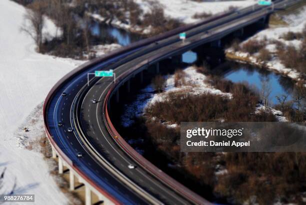 tilt shift highway - appel stock pictures, royalty-free photos & images