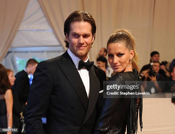 Tom Brady and model Gisele Bündchen attend the Costume Institute Gala Benefit to celebrate the opening of the "American Woman: Fashioning a National...