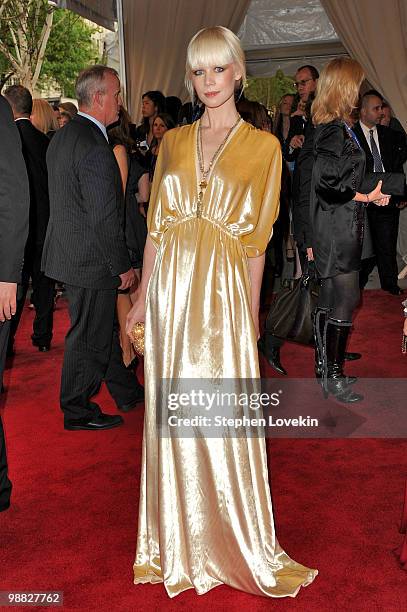 Model Erin Fetherston attends the Costume Institute Gala Benefit to celebrate the opening of the "American Woman: Fashioning a National Identity"...