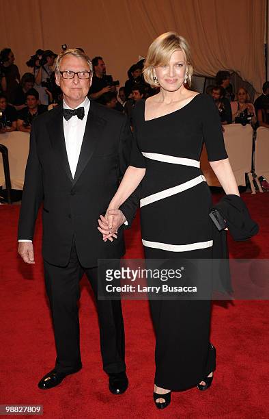 Personalities Mike Nichols and Diane Sawyer attend the Costume Institute Gala Benefit to celebrate the opening of the "American Woman: Fashioning a...