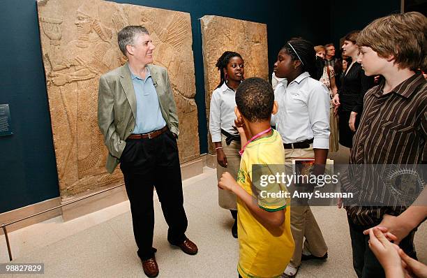 Author Rick Riordan attends the launch party of Rick Riordan's The Kane Chronicles, Book 1: The Red Pyramid at Brooklyn Museum on May 3, 2010 in the...