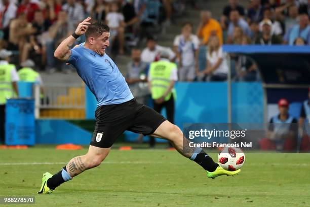 Cristian Rodriguez of Uruguay controls the ball during the 2018 FIFA World Cup Russia Round of 16 match between Uruguay and Portugal at Fisht Stadium...