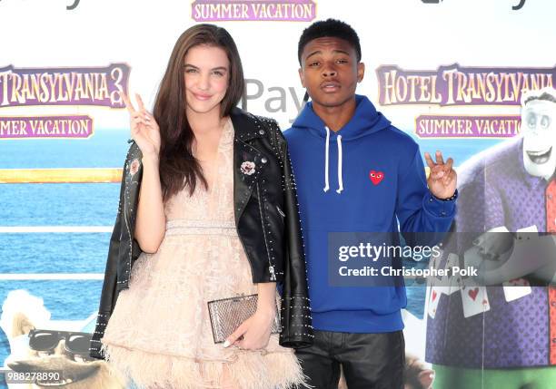 Lilimar Hernandez and Amarr M. Wooten attend the Columbia Pictures and Sony Pictures Animation's world premiere of 'Hotel Transylvania 3: Summer...