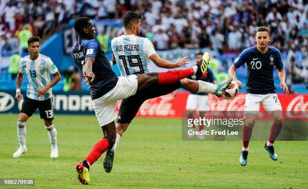 Sergio Aguero of Argentina in action during the 2018 FIFA World Cup Russia Round of 16 match between France and Argentina at Kazan Arena on June 30,...