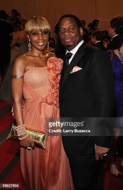 Singer Mary J. Blige and Kendu Isaacs attend the Costume Institute Gala Benefit to celebrate the opening of the "American Woman: Fashioning a...