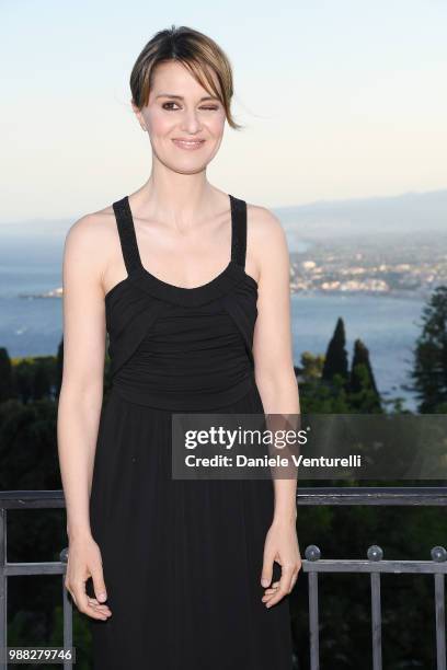 Paola Cortellesi attends the Nastri D'Argento cocktail party on June 30, 2018 in Taormina, Italy.